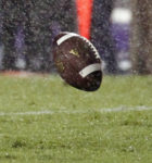 rainy football field