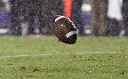 rainy football field